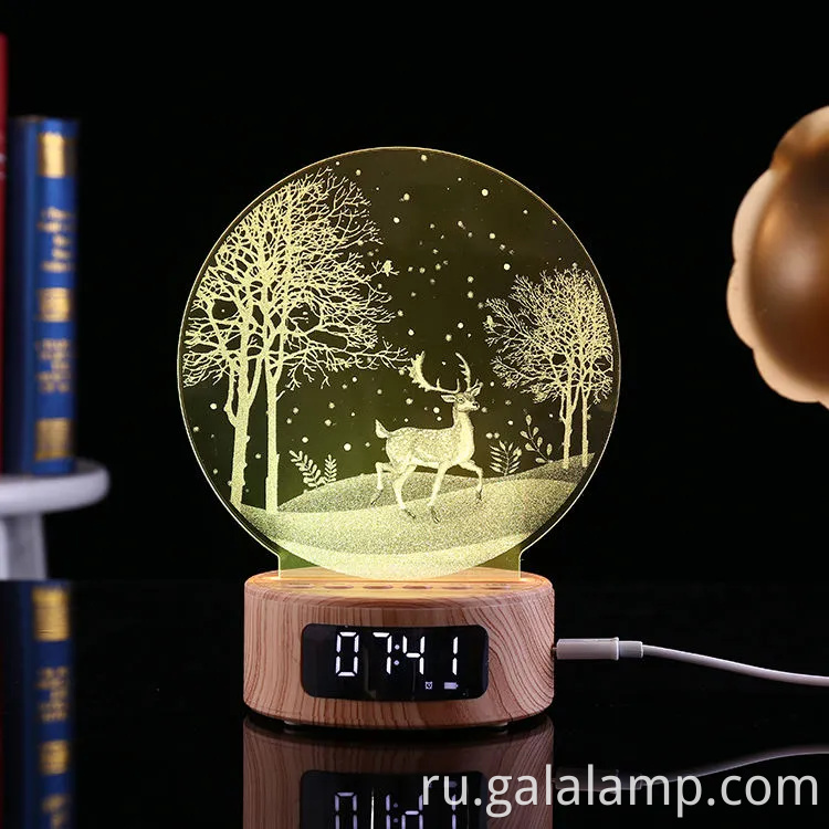 Красочный светодиодный ночной свет с динамиком Bluetooth и будильником